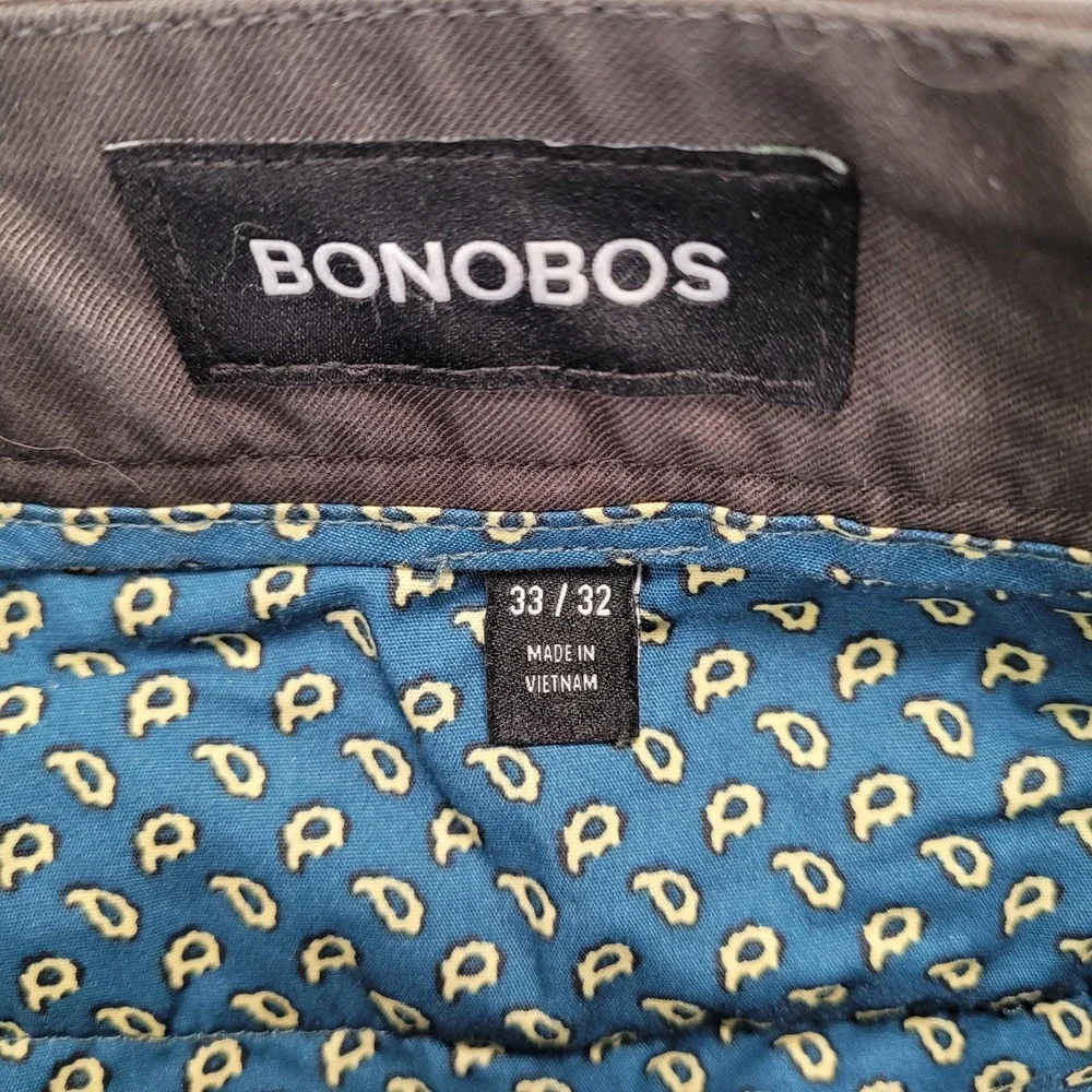 Bonobos Mens Slim Fit Chino Pants‎ Dark Grey 33x32 Stretch Cotton Trousers